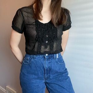 SOLD sheer capsleeve blouse by kimchi blue